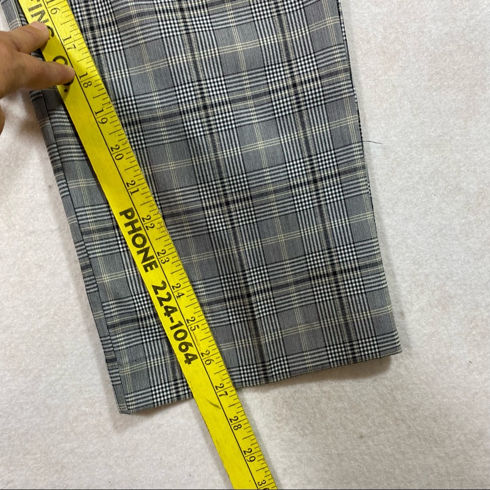 Glen Check Plaid Pant Suit Blazer Paper Bag Waist Pant Liz Claiborne Gray Black - Picture 5 of 16